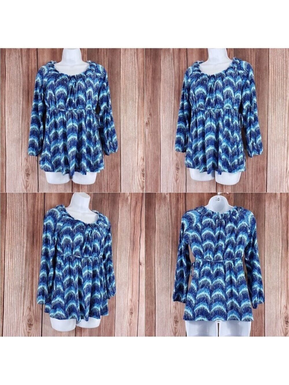 Lilly Pulitzer Womens Size Small Blue Curves Waves Tunic Top Rayon Blend 82028